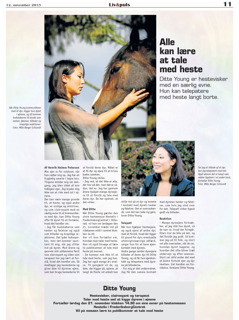 Ditte Young | Forfatter | Dyretelepatør | Clairvoyant | Equicoach | Underviser på Dyretelepatør Uddannelsen