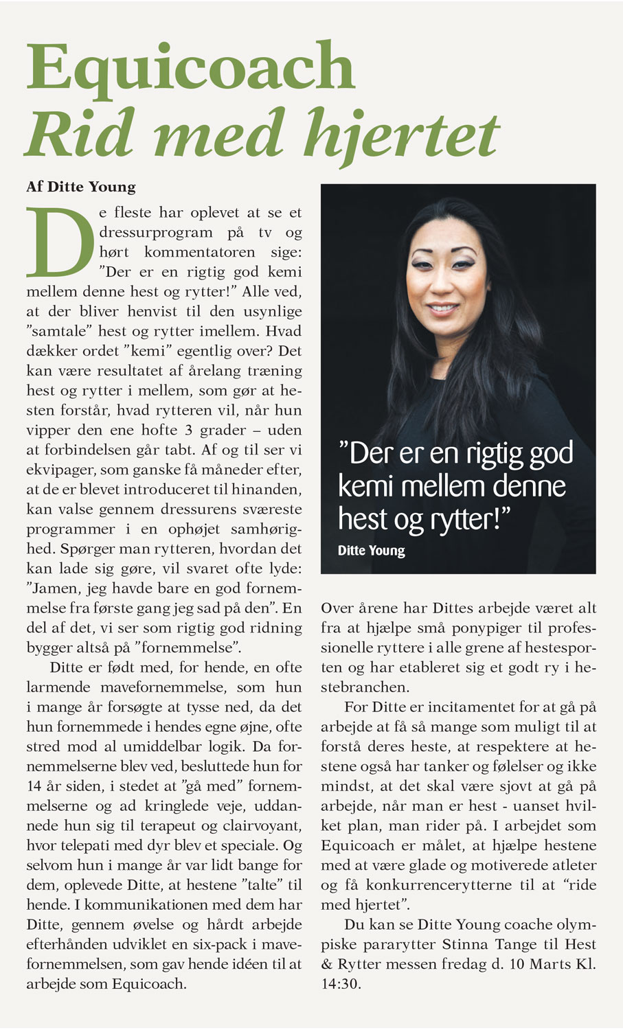 Ditte Young | Forfatter | Dyretelepatør | Clairvoyant | Equicoach | Underviser på Dyretelepatør Uddannelsen