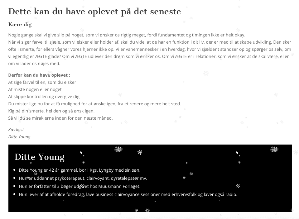 Ditte Young | Forfatter | Dyretelepatør | Clairvoyant | Equicoach | Underviser på Dyretelepatør Uddannelsen